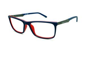 Armação de óculos de grau masculino quadrado esportivo Atitude acetato azul royal e vermelho