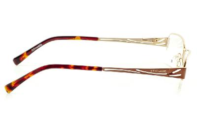 Óculos Atitude dourado com haste cobre e efeito onça com detalhe vazado flexível de mola