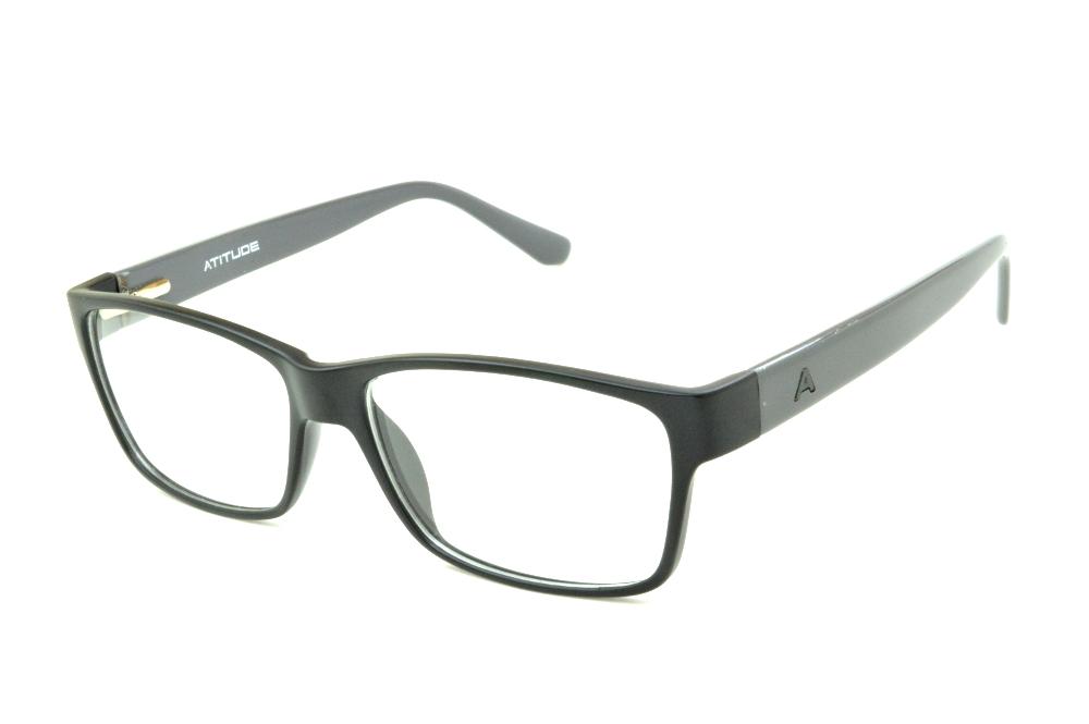 Óculos Atitude AT4003 em acetato preto haste cinza