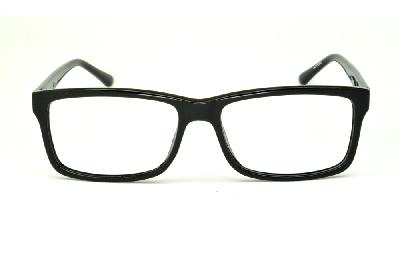 Óculos Atitude em acetato preto com haste preta flexível de mola