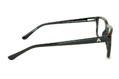 Óculos Atitude em acetato preto com haste preta flexível de mola