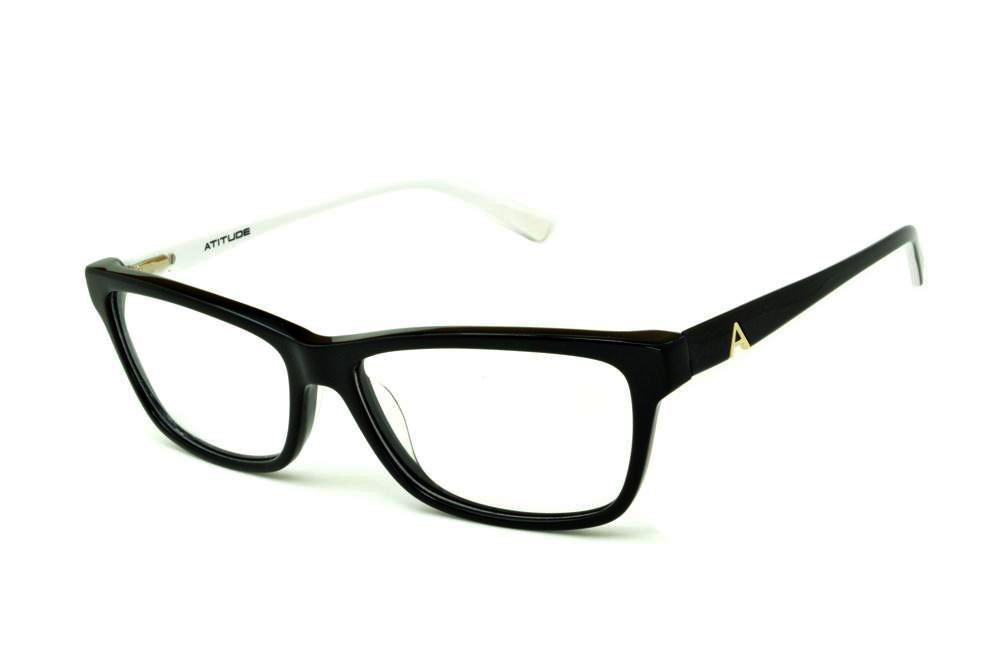 Óculos Atitude AT6130 em acetato preto e branca feminino