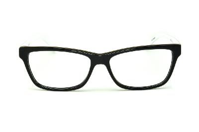 Óculos de grau Atitude em acetato preto com haste preta e branca para mulheres