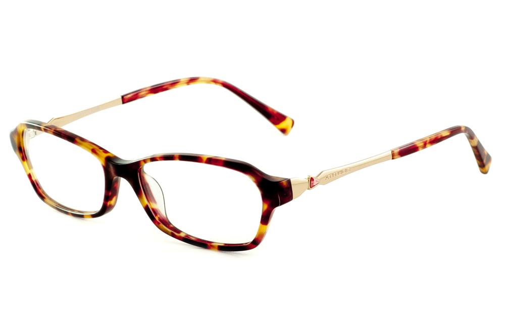 Óculos Atitude At6121 cor efeito onça tartaruga strass vermelho