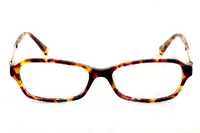 Óculos Atitude em acetato cor demi tartaruga efeito onça com haste flexível dourada e strass vermelho