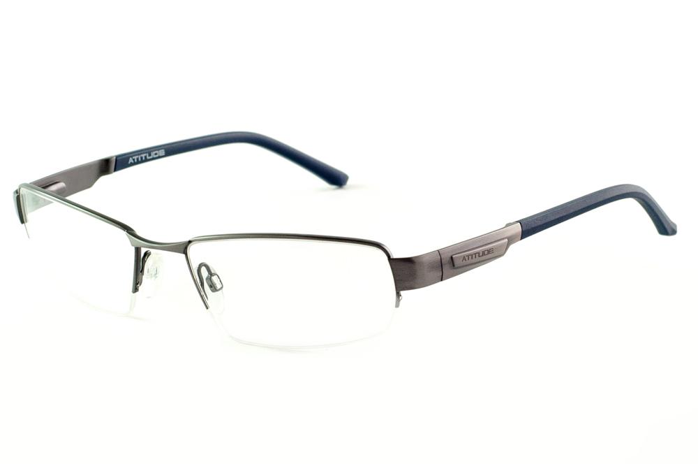 Óculos Atitude At1535 silver haste metal silver/azul marinho