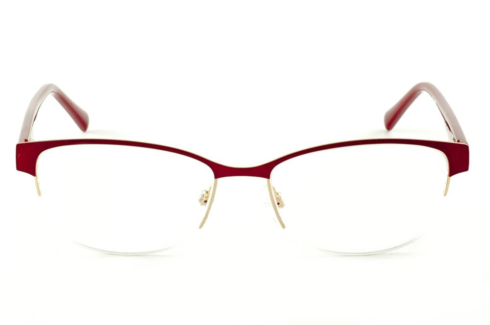 Óculos Atitude fio de nylon estilo gatinho vermelho queimado e dourado para mulheres