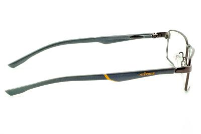 Óculos Atitude preto com haste cinza escuro e friso amarelo flexível de mola