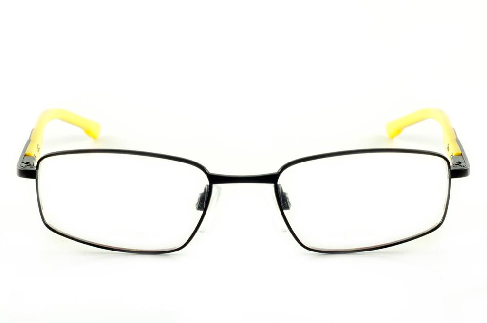 Óculos de grau Atitude em metal preto com haste amarela infantil