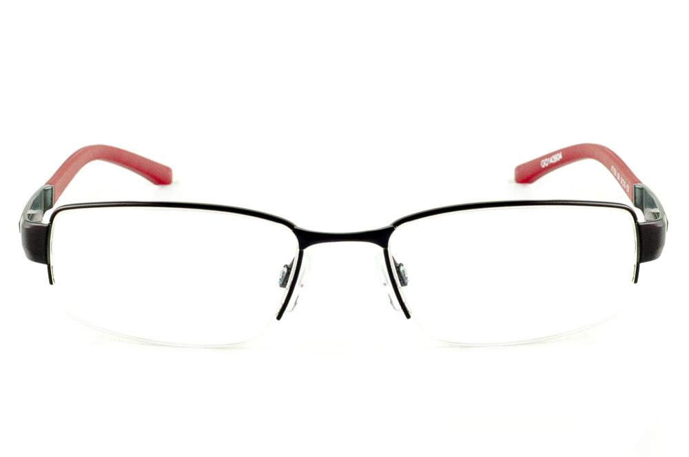 Óculos Atitude preto com haste vermelha flexível de mola