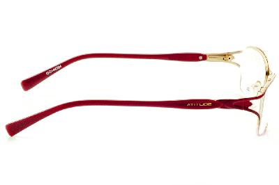 Óculos Atitude vermelho queimado e dourado com haste flexível de mola