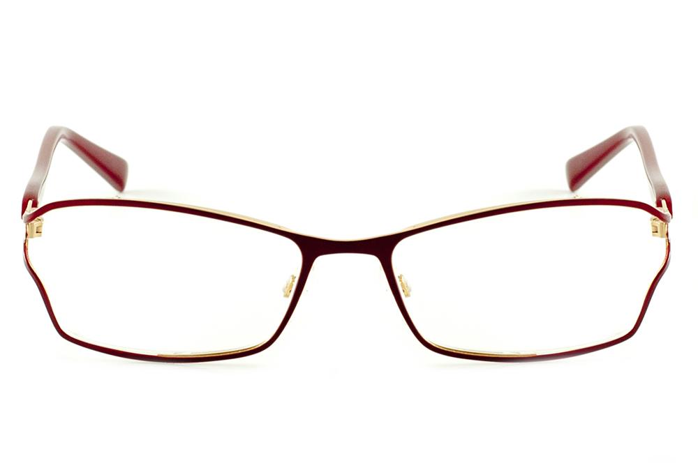 Óculos Atitude vermelho queimado e dourado com haste flexível de mola