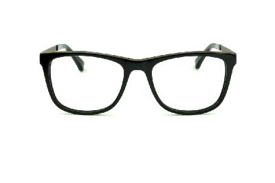 Armação de óculos de grau masculino Calvin Klein quadrado em acetato preto brilhante e cinza