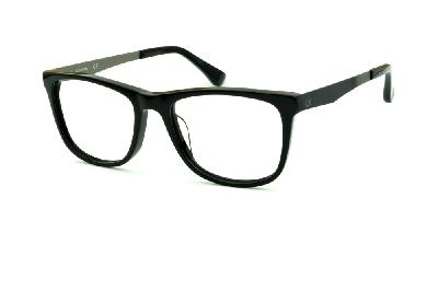 Armação de óculos de grau masculino Calvin Klein quadrado em acetato preto brilhante e cinza