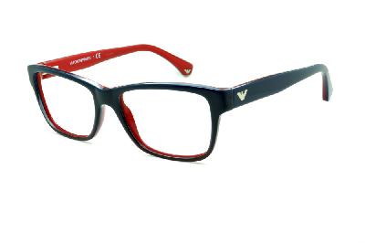 Armação de óculos de grau masculino e feminino vermelha e azul Emporio Armani acetato quadrada haste larga