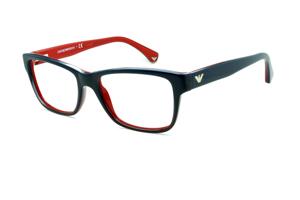 Armação de óculos de grau masculino e feminino vermelha e azul Emporio Armani acetato quadrada haste larga