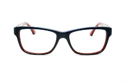 Armação de óculos de grau masculino e feminino vermelha e azul Emporio Armani acetato quadrada haste larga