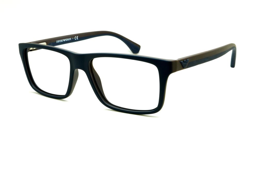 Óculos Emporio Armani EA3034 azul e marrom haste efeito borracha