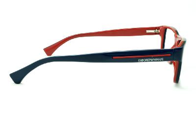 Óculos Emporio Armani EA 3013 de grau azul e vermelho em acetato quadrado retangular