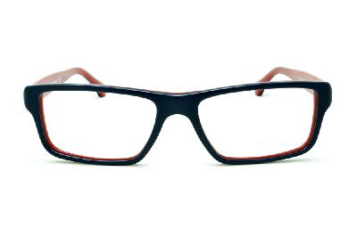 Óculos Emporio Armani EA 3013 de grau azul e vermelho em acetato quadrado retangular