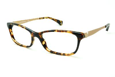 Óculos Emporio Armani EA 3031 demi tartaruga efeito onça em acetato com haste em metal