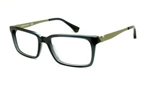 Óculos de grau Emporio Armani acetato preto com haste em metal dourado opaco para homens