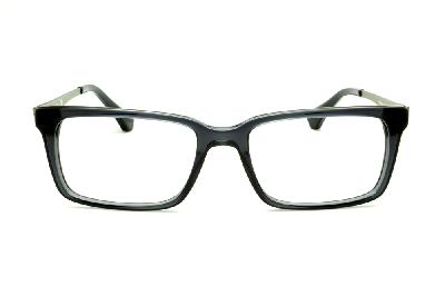 Óculos de grau Emporio Armani acetato preto com haste em metal dourado opaco para homens