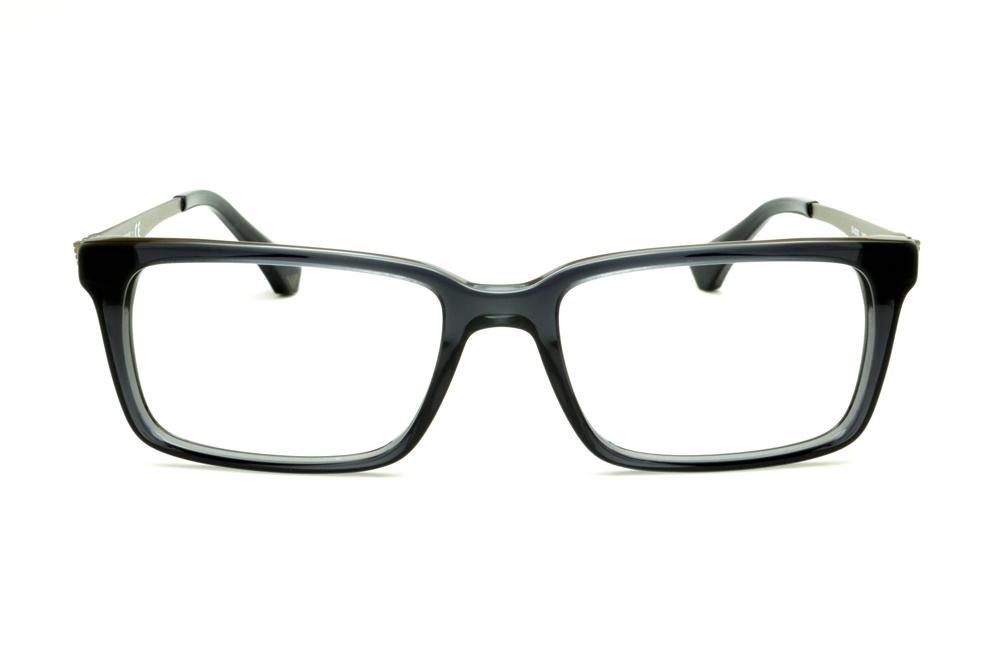 Óculos de grau Emporio Armani acetato preto com haste em metal dourado opaco para homens
