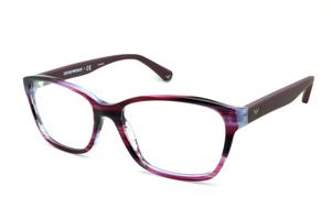 Armação feminina de óculos de grau Emporio Armani colorida acetato lilás e roxo haste larga emborrachada