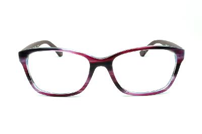Armação feminina de óculos de grau Emporio Armani colorida acetato lilás e roxo haste larga emborrachada