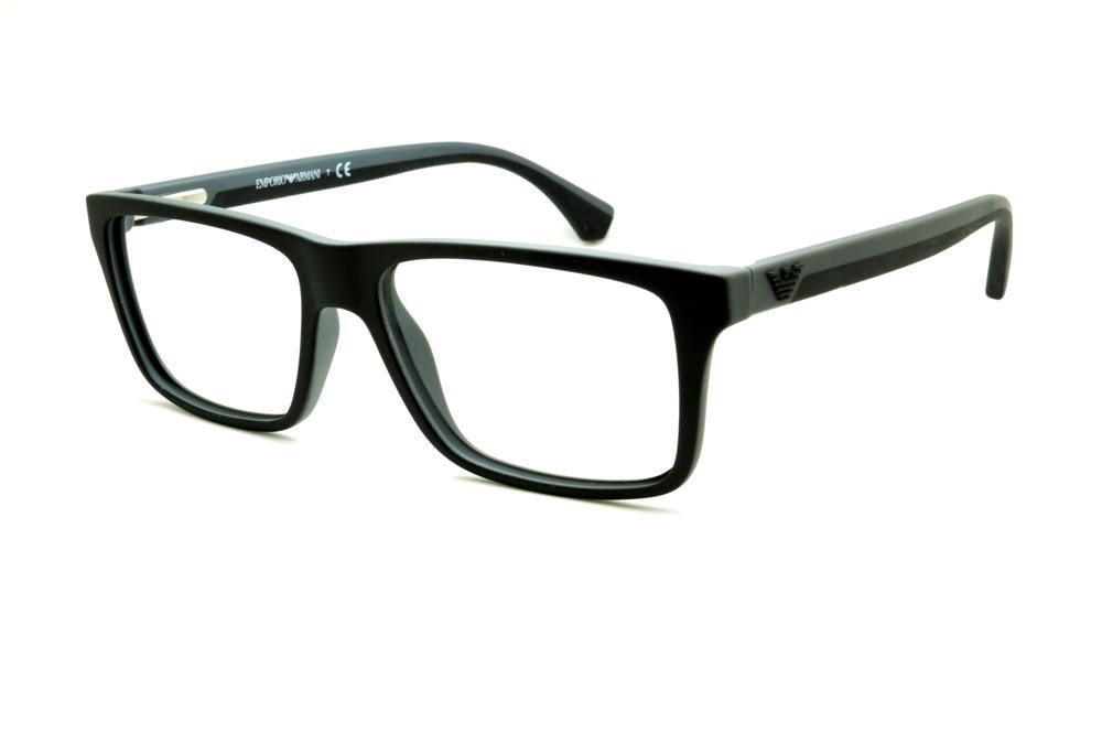 Óculos Emporio Armani EA3034 preto e cinza haste efeito borracha