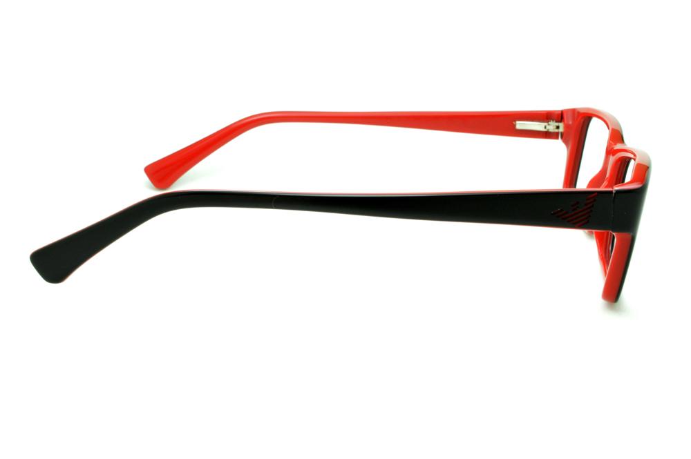 Óculos Emporio Armani EA 3003 preto e vermelho em acetato com haste flexível de mola