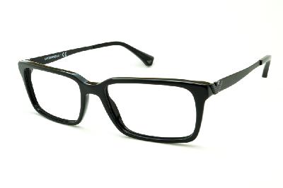 Óculos Emporio Armani EA 3030 preto piano em acetato com haste em metal