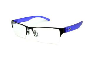 Óculos de grau Hot Buttered HB Duotech em fio de nylon e metal preto hastes azul transparente 