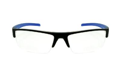 Óculos HB Black Matte Blue - Acetato preto fosco com azul e fio de nylon