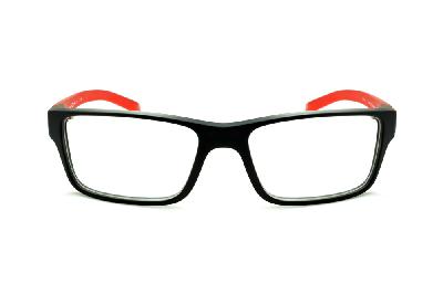 Óculos HB Black Matte Red - Acetato preto fosco e haste vermelha