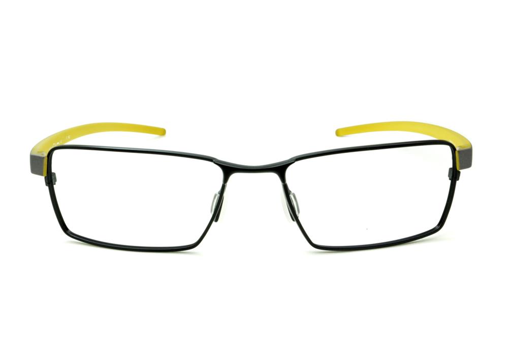 Óculos de grau Hot Buttered HB Duotech metal preto com haste cinza e amarelo para homens