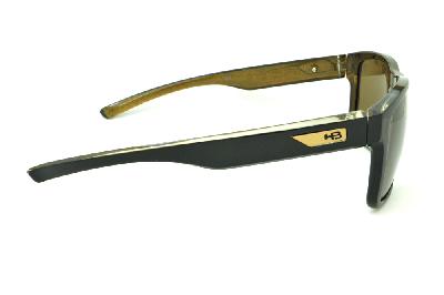 Óculos HB H-BOMB Black Gold preto e marrom emblema dourado e lente marrom