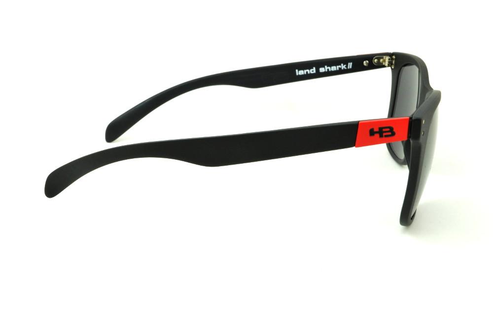 Óculos HB Land Shark 2 Matte Black/Red preto fosco emblema vermelho e lente cinza