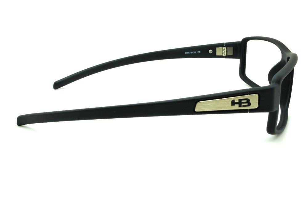 Óculos HB Matte Black - Acetato preto fosco com detalhe em aço escovado