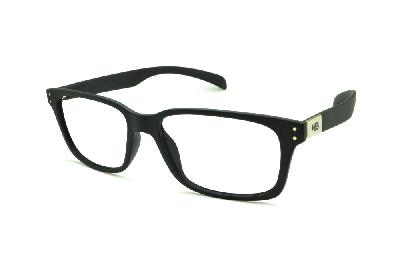 Armação de óculos de grau masculino esportivo HB Aerotech quadrado preto fosco haste com aço