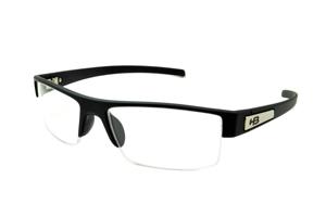 Óculos HB Matte Black - Acetato preto fosco detalhe em aço escovado e fio de nylon