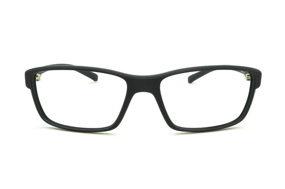 Óculos HB Matte Black - Acetato preto fosco e detalhe metal e detalhe cinza
