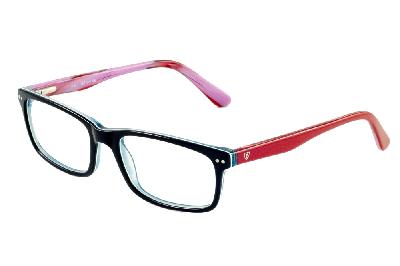 Óculos de grau Ilusion acetato preto azulado e vermelho colorido feminino modelo Ana Hickmann HI 6015