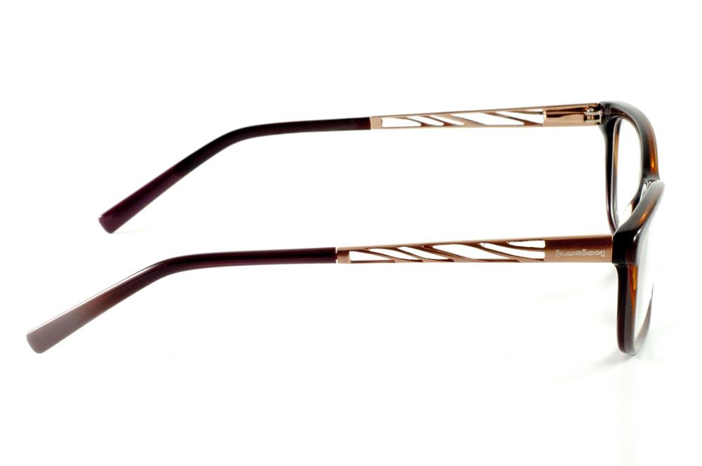 Óculos Ilusion acetato marrom com haste dourada flexível de mola