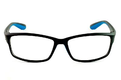 Óculos Ilusion acetato preto e azul com haste flexível de mola