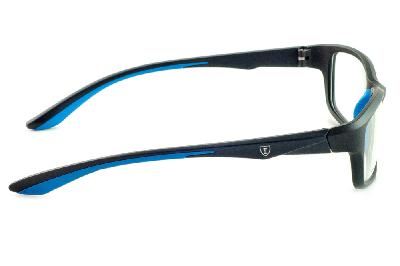 Óculos Ilusion acetato preto e azul com haste flexível de mola