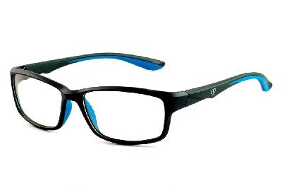 Óculos Ilusion acetato preto e azul com haste flexível de mola