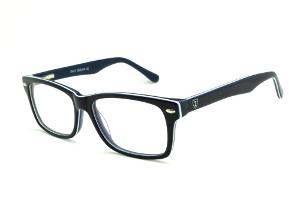 Óculos Ilusion acetato preto e detalhe em branco com haste flexível de mola