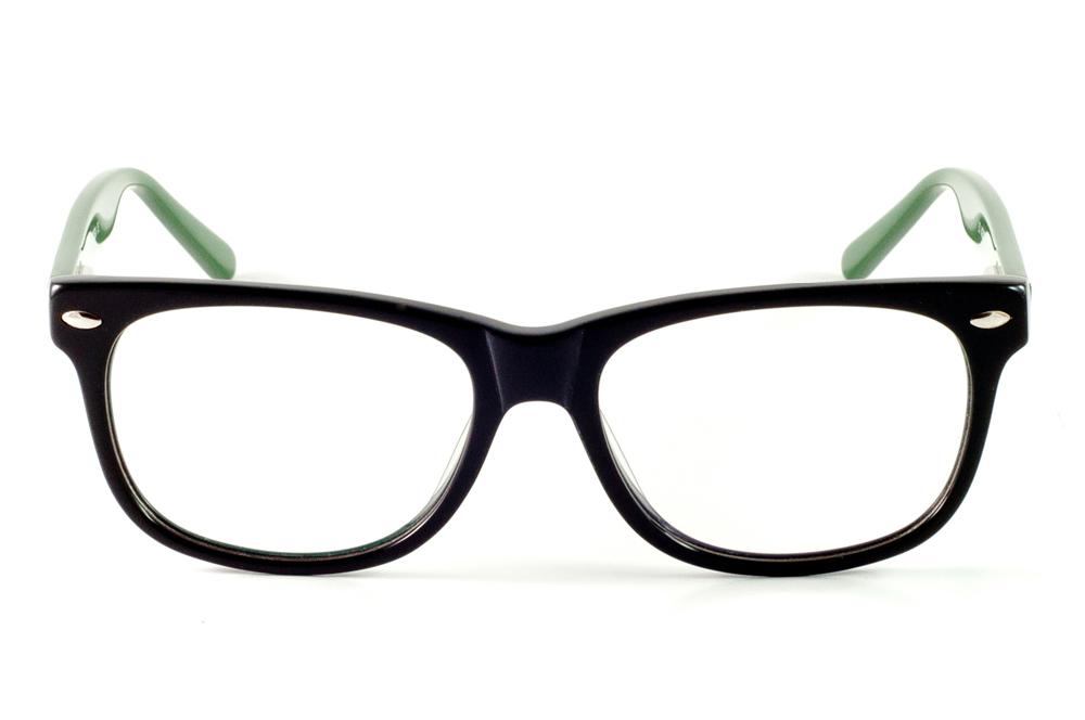 Óculos de grau Ilusion acetato preto com haste verde infantil para meninos